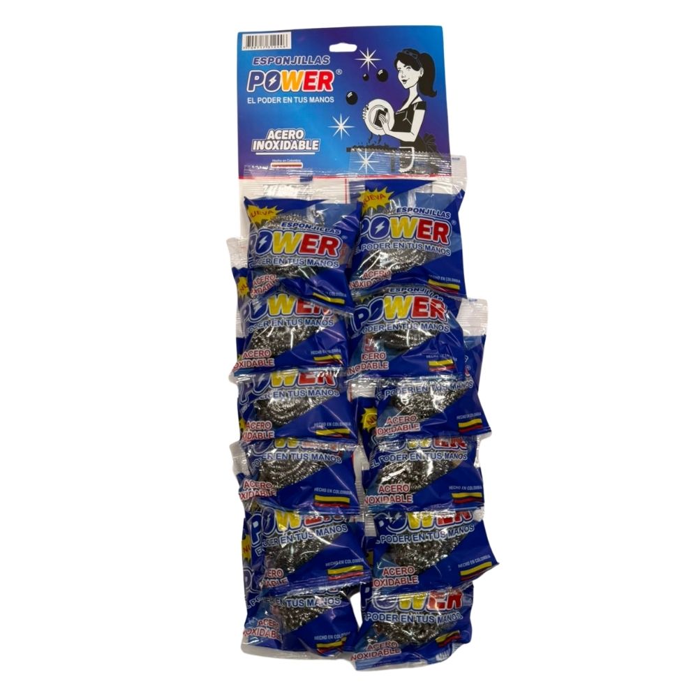 ESPONJILLA INOXIDABLE POWER X12 CARTÓN