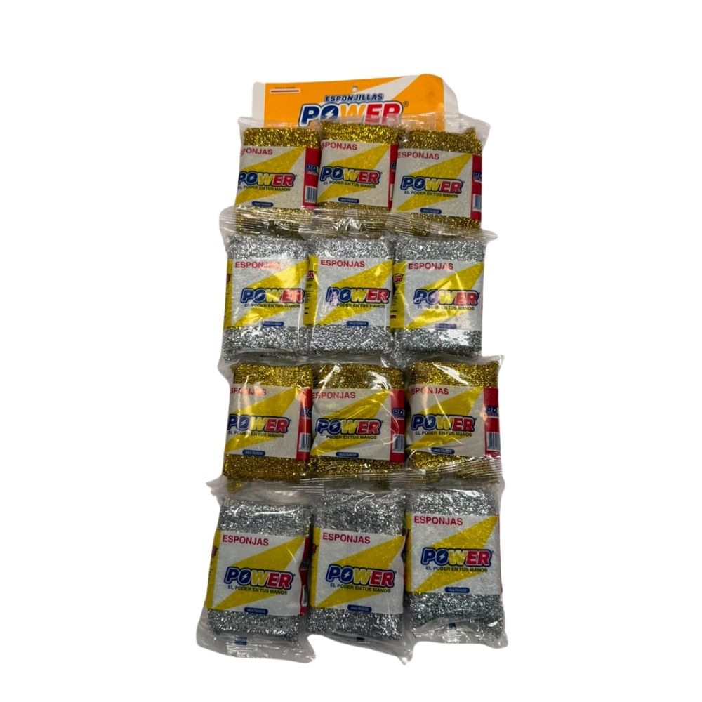 ESPONJILLA ORO PLATA POWER PAQUETE X12 CARTÓN