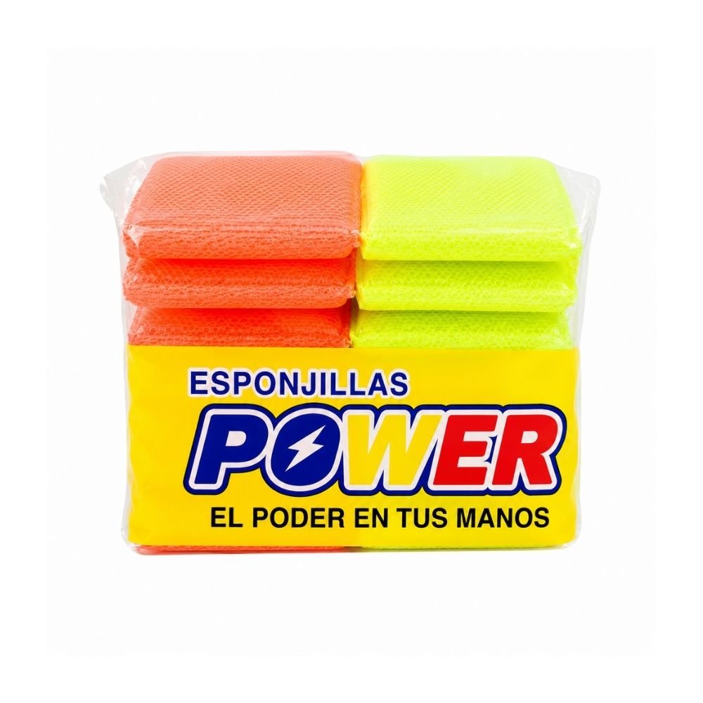 ESPONJA MALLA FINA COLOR POWER PAQUETE X12