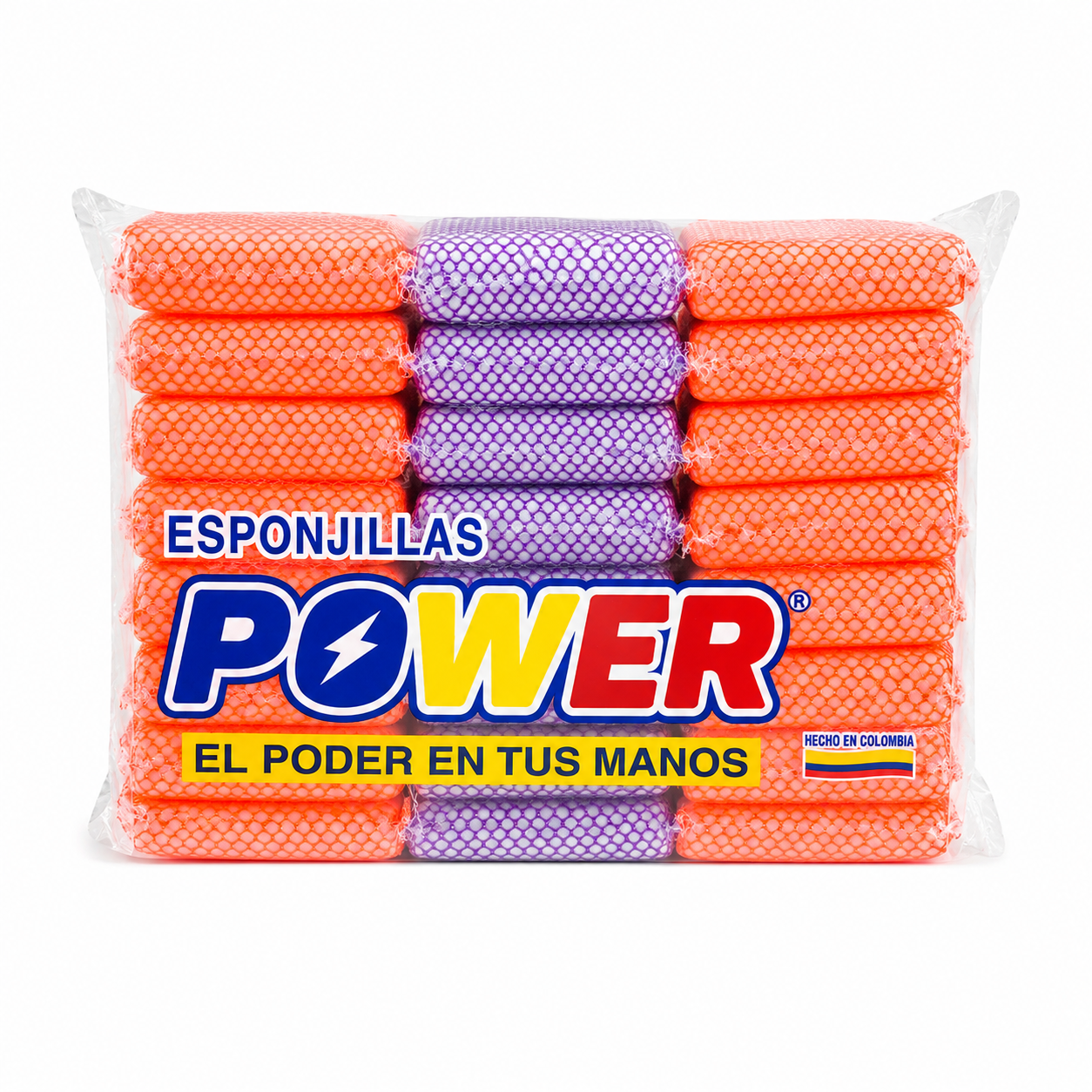 ESPONJA MALLA JUNIOR COLORES POWER PAQUETE X24