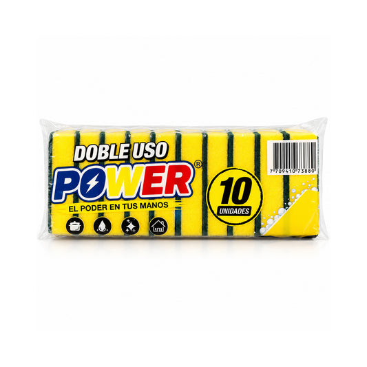 ESPONJA DOBLE USO 7x10 POWER PAQUETE X10