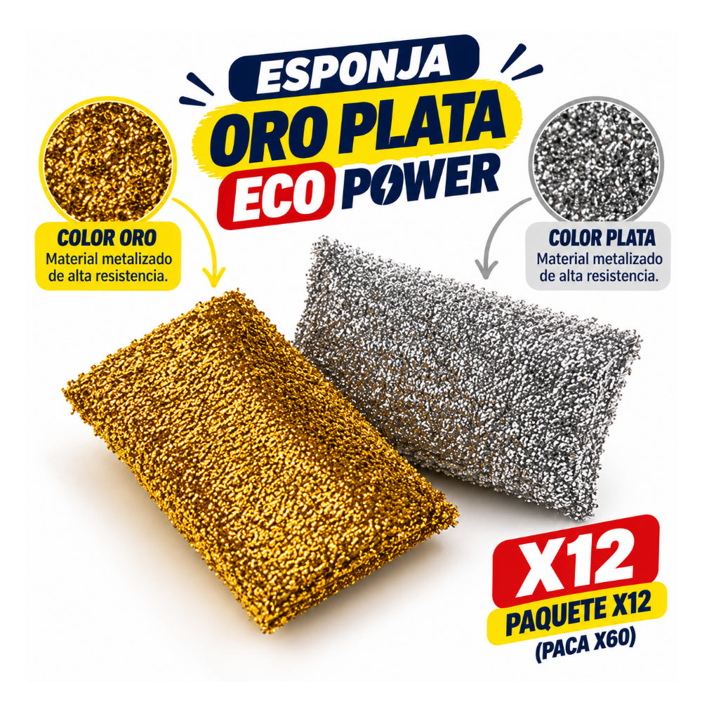ESPONJA ORO PLATA ECO POWER PAQUETE X12