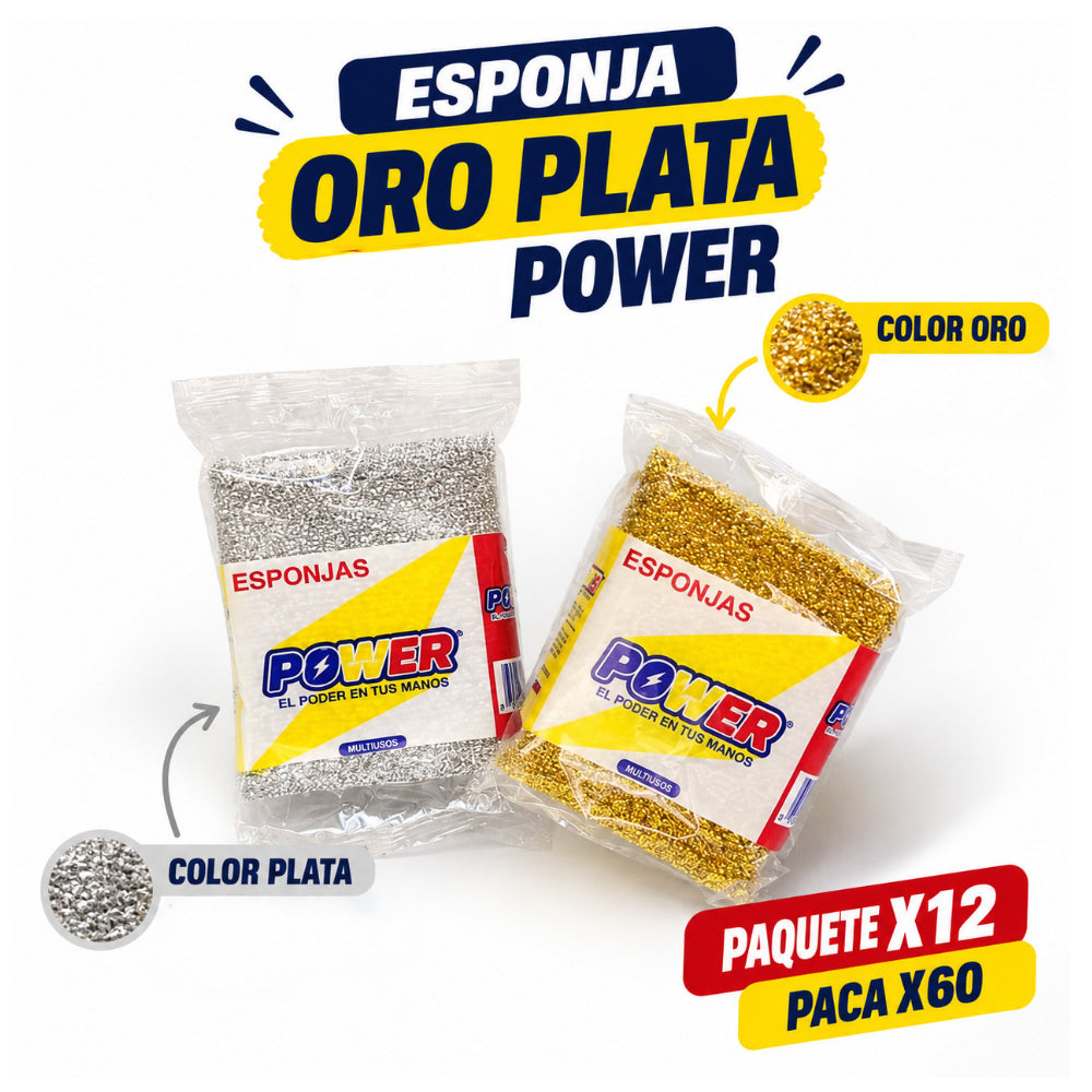 ESPONJA ORO PLATA POWER PAQUETE X12
