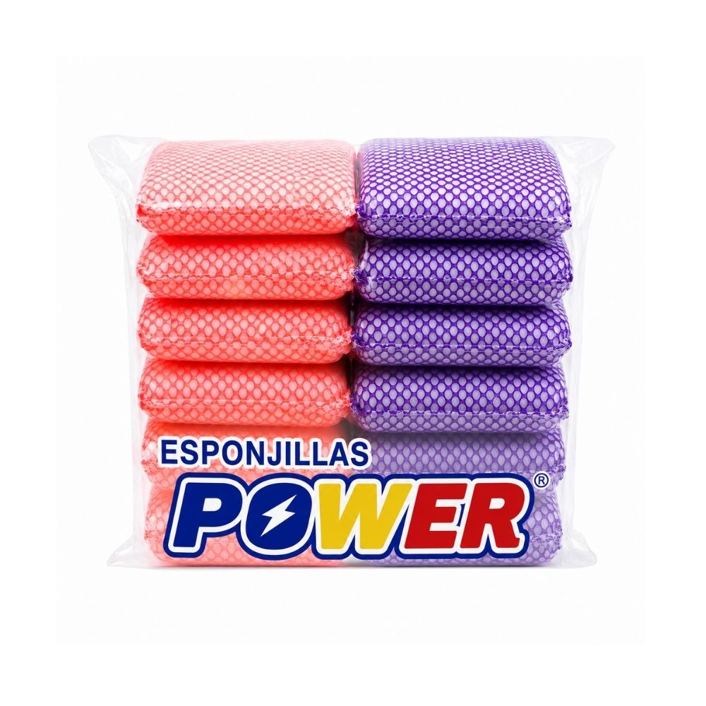 ESPONJA MALLA 7* 10 COLORES POWER PAQUETE X12