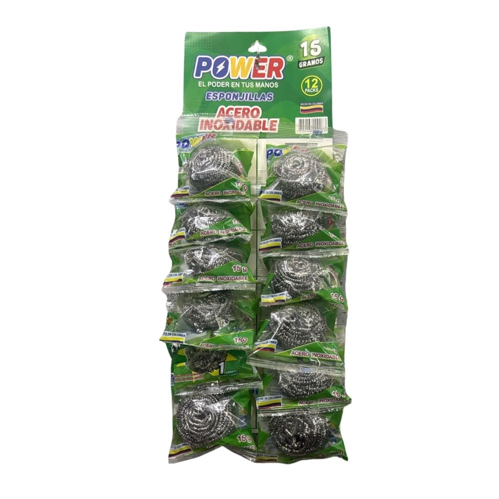 ESPONJA INOXIDABLE 15 GRAMOS POWER CARTÓN X12