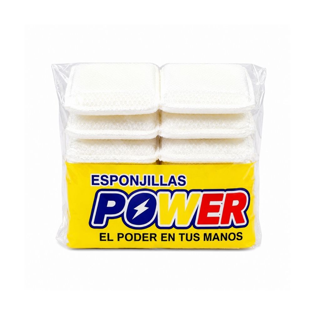 ESPONJA MALLA FINA BLANCA POWER PAQUETE X12