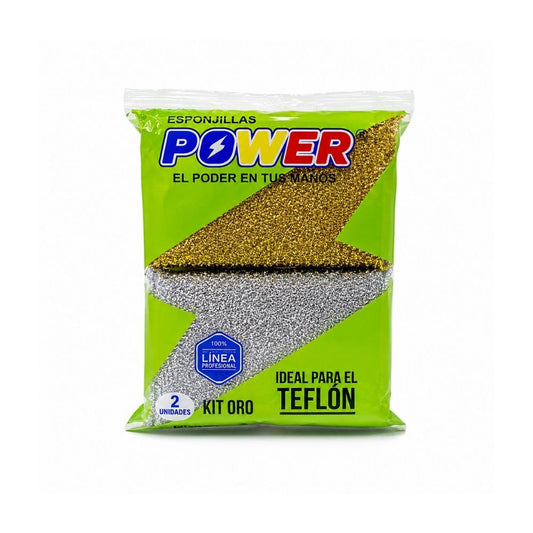KIT #1 ESPONJILLA ORO PLATA POWER PAQUETE X2