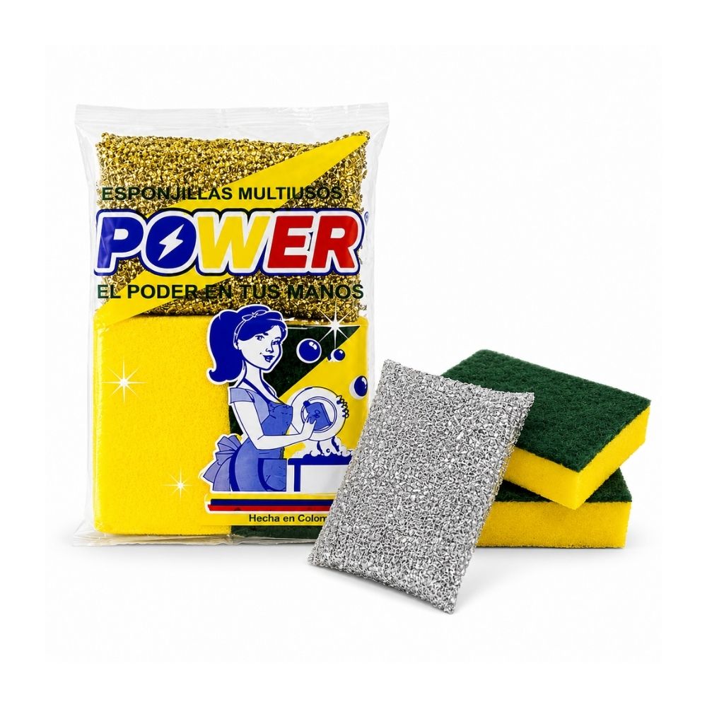 KIT #5 ESPONJA ORO PLATA  + 2 ESPONJAS DOBLE USOS